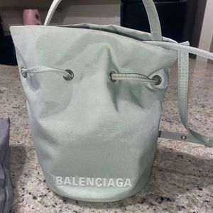 Nylon Wheel Logo Bucket Bag XS Light Green